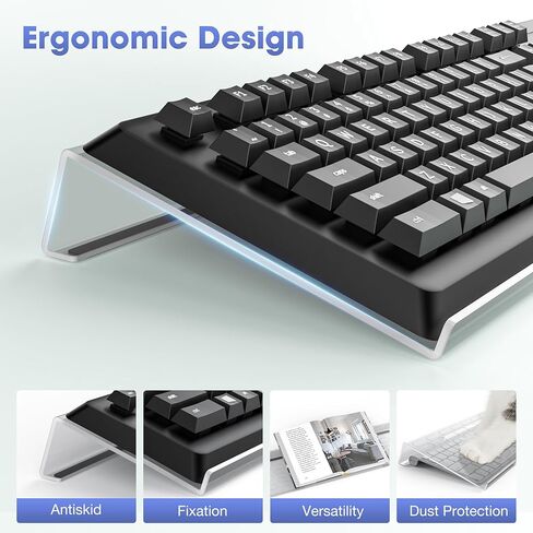 حامل لوحة مفاتيح الكمبيوتر HONKID لسطح المكتب ومساند المعصم للماوس ولوحة المفاتيح، حامل لوحة مفاتيح مائل من الأكريليك الأسود 4 في 1 مع وسادات مسند المعصم للكتابة المريحة، أسود in Kuwait