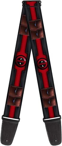 حزام جيتار بإبزيم للأسفل - شعار/جيوب حزام Deadpool متعدد الاستخدامات أسود/أحمر/بني - عرض 2 بوصة - طول 29-54 بوصة in Kuwait