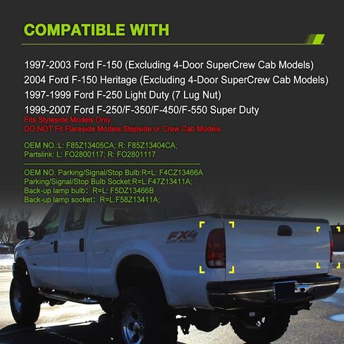 Tail lights For 1997-2003 Ford F-150 Rear Lights Assembly Unit Styleside | FO2800117 FO2801117 replacement for F85Z-13405CA F85Z-13404CA Driver and Passenger Side Dark red in Kuwait