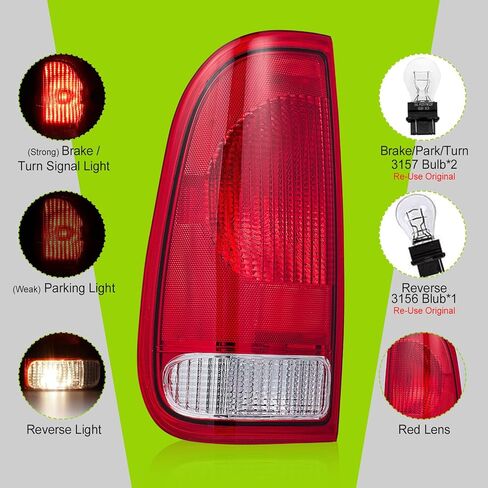 Tail lights For 1997-2003 Ford F-150 Rear Lights Assembly Unit Styleside | FO2800117 FO2801117 replacement for F85Z-13405CA F85Z-13404CA Driver and Passenger Side Dark red in Kuwait