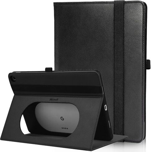 Miimall متوافق مع حافظة Google Pixel Tablet، [جلد طبيعي] [مع إغلاق مرن لحزام اليد] [حامل ثابت] [الشحن مباشرة] حافظة ممتصة للصدمات من الدرجة العسكرية لجهاز Pixel Tablet، 2023 (أسود) in Saudi Arabia