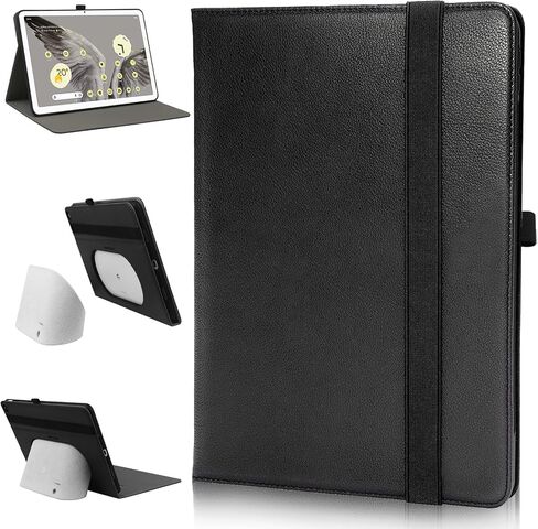 Miimall متوافق مع حافظة Google Pixel Tablet، [جلد طبيعي] [مع إغلاق مرن لحزام اليد] [حامل ثابت] [الشحن مباشرة] حافظة ممتصة للصدمات من الدرجة العسكرية لجهاز Pixel Tablet، 2023 (أسود) in Saudi Arabia
