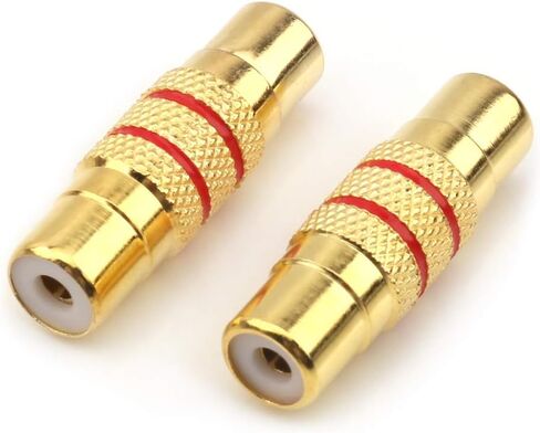 محول توصيل RCA أنثى إلى RCA أنثى، مع غطاء مطلي بالذهب لوصلة كابل مكبرات الصوت (2rca F-F-1pack) in Saudi Arabia