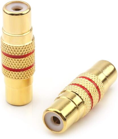 محول توصيل RCA أنثى إلى RCA أنثى، مع غطاء مطلي بالذهب لوصلة كابل مكبرات الصوت (2rca F-F-1pack) in Saudi Arabia
