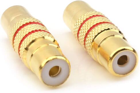 محول توصيل RCA أنثى إلى RCA أنثى، مع غطاء مطلي بالذهب لوصلة كابل مكبرات الصوت (2rca F-F-1pack) in Saudi Arabia