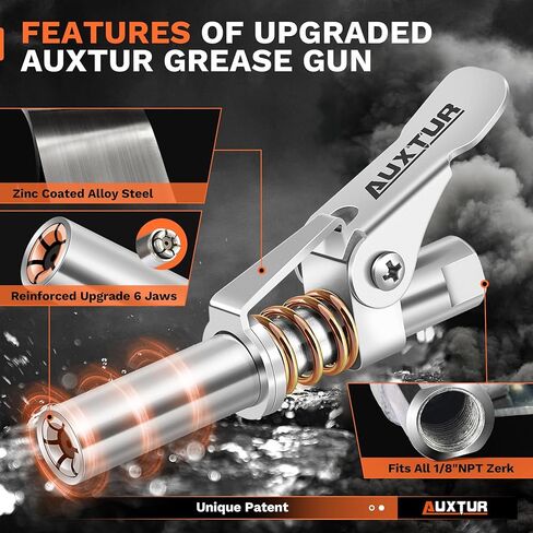 Grease Gun Coupler, 14000 PSI High Pressure Coupler Quick Release Grease, Compatible with All Grease Guns 1/8" NPT Grease Gun Fitting 2PCS in Kuwait