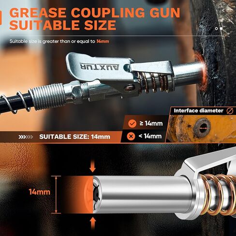 Grease Gun Coupler, 14000 PSI High Pressure Coupler Quick Release Grease, Compatible with All Grease Guns 1/8" NPT Grease Gun Fitting 2PCS in Kuwait