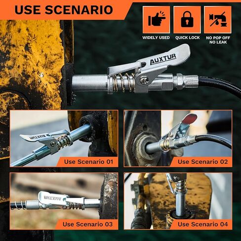 Grease Gun Coupler, 14000 PSI High Pressure Coupler Quick Release Grease, Compatible with All Grease Guns 1/8" NPT Grease Gun Fitting 2PCS in Kuwait