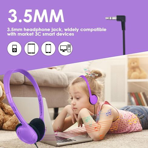 Kids Headphones Bulk 10 Pack for School Classroom Student Children Toddler Boys Girls Teen and Adult,Class Set of Headphones for Students Computer 3.5mm Jack (10 Mixed Colors) in Saudi Arabia