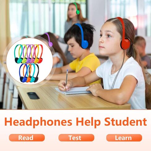 Kids Headphones Bulk 10 Pack for School Classroom Student Children Toddler Boys Girls Teen and Adult,Class Set of Headphones for Students Computer 3.5mm Jack (10 Mixed Colors) in Saudi Arabia