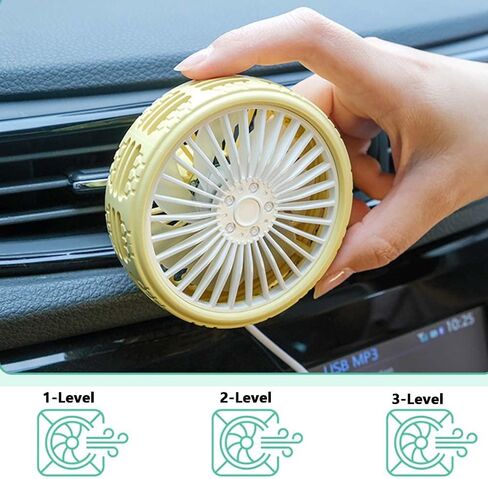 Car Mini Portable Fan, 3 Mode Wind Speed Adjustment, Clip Mount, Center Console Mount, Night Light Design, Wheel Tire Fan in Saudi Arabia