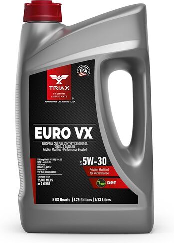 TRIAX Euro VX 5W-30 Full Synthetic Ester, Compatible with VW 507.00/504.00, VW Audi 502.00, 505.01, BMW LL-04, Porsche C30, ACEA C3, Mercedes 229.51, 229.5, 229.31 (5 Quart Jug) in Saudi Arabia