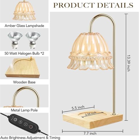 Candle Warmer Lamp with Timer - Cozy Home Decor Aesthetic, Vintage & Dark Bedroom Decor, Ideal House Gift & Mother's Day Anthology in Saudi Arabia