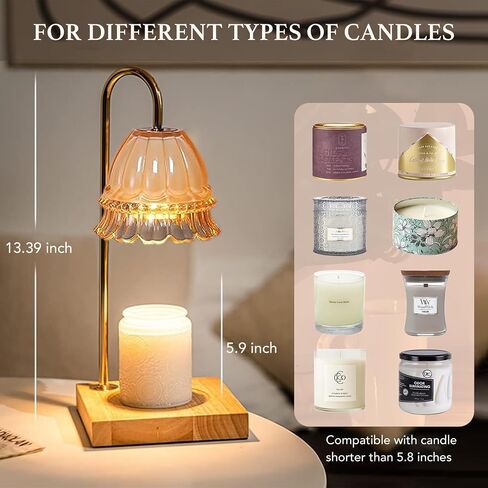 Candle Warmer Lamp with Timer - Cozy Home Decor Aesthetic, Vintage & Dark Bedroom Decor, Ideal House Gift & Mother's Day Anthology in Saudi Arabia