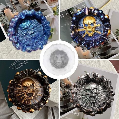 iSuperb Resin Mold, Skull Silicone Molds Ashtrays Mold Halloween Skulls DIY Craft Gift Epoxy Resin Casting Molds Jewelry Storage Mould for Party, Home Decoration in Saudi Arabia