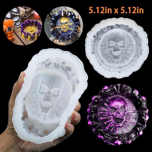 iSuperb Resin Mold, Skull Silicone Molds Ashtrays Mold Halloween Skulls DIY Craft Gift Epoxy Resin Casting Molds Jewelry Storage Mould for Party, Home Decoration in Saudi Arabia
