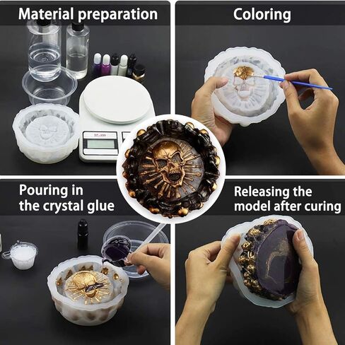iSuperb Resin Mold, Skull Silicone Molds Ashtrays Mold Halloween Skulls DIY Craft Gift Epoxy Resin Casting Molds Jewelry Storage Mould for Party, Home Decoration in Saudi Arabia