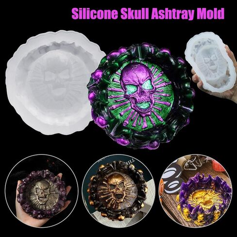 iSuperb Resin Mold, Skull Silicone Molds Ashtrays Mold Halloween Skulls DIY Craft Gift Epoxy Resin Casting Molds Jewelry Storage Mould for Party, Home Decoration in Saudi Arabia