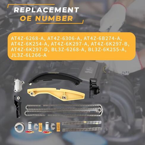 مجموعة سلسلة توقيت المحرك، مناسبة لـ Edge Eplorer F150 Flex Mutang Taurus Transit Lincoln MKS 3.5/3.7L 2011-2019، مجموعة قطع غيار مجموعة توقيت السيارات AT4Z6K255A AT4Z6B274A in Kuwait