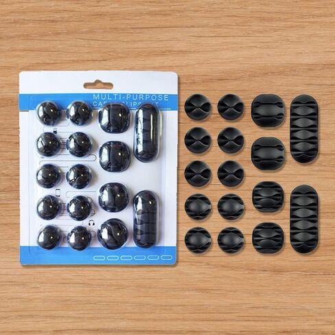 مشابك كابل حامل الحبل، منظم سلك إدارة كابل المكتب، 16 حزمة سوداء، منظم كابل مثالي، حامل سلك للمكتب، المنضدة، شاحن الهاتف، الكمبيوتر، المنزل، المكتب، السيارة in Kuwait