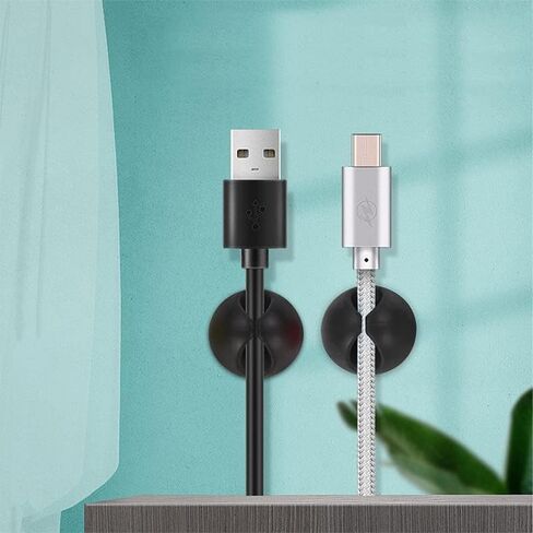 مشابك كابل حامل الحبل، منظم سلك إدارة كابل المكتب، 16 حزمة سوداء، منظم كابل مثالي، حامل سلك للمكتب، المنضدة، شاحن الهاتف، الكمبيوتر، المنزل، المكتب، السيارة in Kuwait