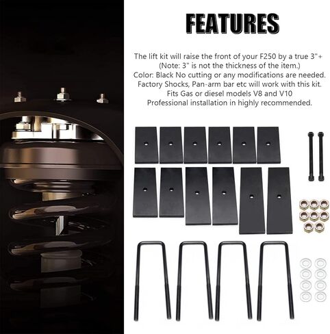 طقم رفع التسوية الأمامي والخلفي 3 بوصات متوافق مع 1999-2004 Ford F250 F350 4X4 Super Duty in Kuwait