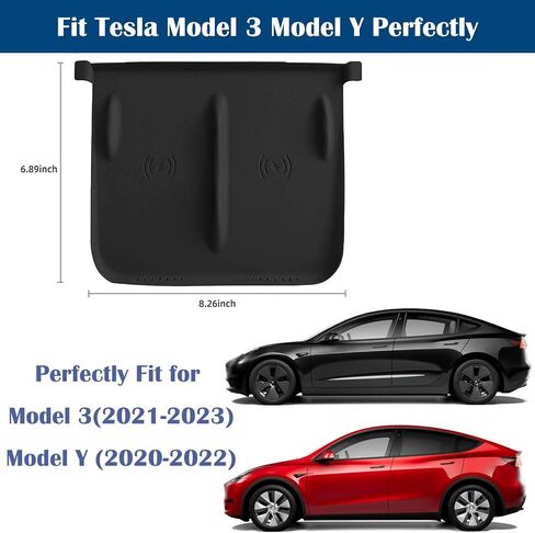 Center Console Wireless Charing Silicone Mat Cover Fits for Tesla Model Y Model 3 2021 2022 2023 Interior Accessories, Silicone Cover for Tesla Wireless Charging Pad Waterproof Wear-Resistant - Black in Kuwait