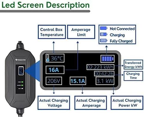 PRIMECOM.TECH Level 2 24Amp Electric Vehicle (EV) Charger Amperage Adjustable: 10A-16A-24A (30 Foot, 10-30P) in Saudi Arabia