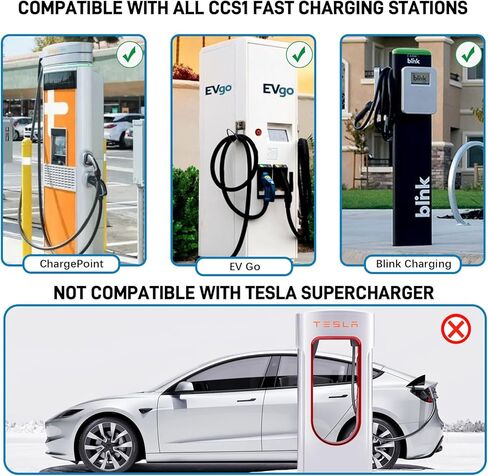 محول CCS1 إلى Tesla لطراز Tesla 3 Y S X، بحد أقصى 250 كيلو واط CCS إلى محول Tesla، شحن سريع بقدرة 500 فولت تيار مستمر متوافق مع محطات الشحن من المستوى 3 مع قابس CCS [فقط لأصحاب Tesla] in Saudi Arabia