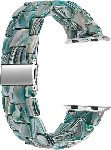 متوافق مع سوار ساعة Apple 38 مم 40 مم 41 مم 42 مم 44 مم 45 مم Ultra 49 مم لساعة iWatch SE خفيفة الوزن من الراتنج معصمه سلسلة سوار 9 8 7 6 5 4 3 2 1 للرجال والنساء in Kuwait