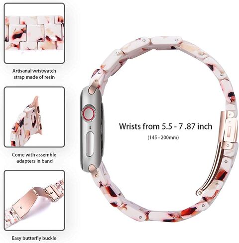 متوافق مع سوار ساعة Apple 38 مم 40 مم 41 مم 42 مم 44 مم 45 مم Ultra 49 مم لساعة iWatch SE خفيفة الوزن من الراتنج معصمه سلسلة سوار 9 8 7 6 5 4 3 2 1 للرجال والنساء in Kuwait