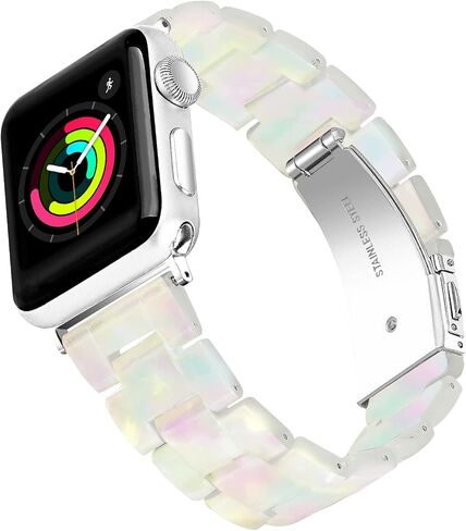 متوافق مع سوار ساعة Apple 38 مم 40 مم 41 مم 42 مم 44 مم 45 مم Ultra 49 مم لساعة iWatch SE خفيفة الوزن من الراتنج معصمه سلسلة سوار 9 8 7 6 5 4 3 2 1 للرجال والنساء in Kuwait