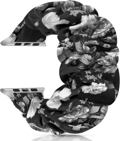 Greatfine Scrunchie Band Compatible with Apple Watch Bands 38/40/41/42mm,S | Women Elastic Scrunchie Watch Strap for iWatch Watch Series 11 10 9 8 7 6 5 4 3 2 1 SE 3 2 1 Ultra 3 2 1,Black in Kuwait