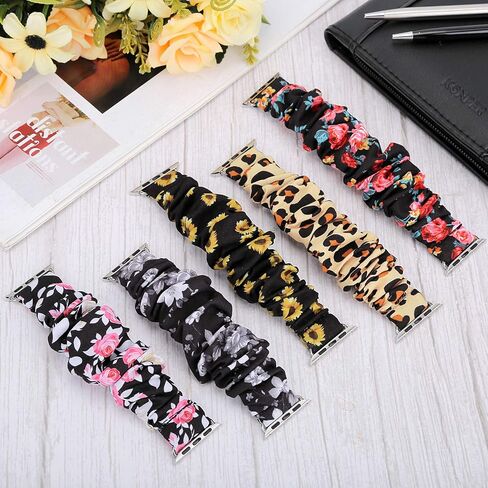 Greatfine Scrunchie Band Compatible with Apple Watch Bands 38/40/41/42mm,S | Women Elastic Scrunchie Watch Strap for iWatch Watch Series 11 10 9 8 7 6 5 4 3 2 1 SE 3 2 1 Ultra 3 2 1,Black in Kuwait
