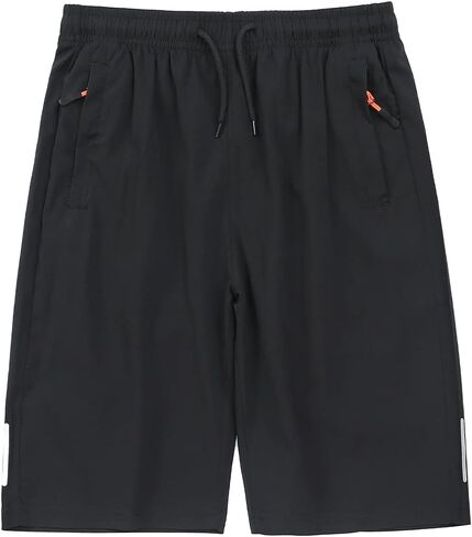 Boys Athletic Shorts, Quick Dry Workout Shorts with Zipper Pockets for Little Boy Running Gym Outdoor Activities in Kuwait