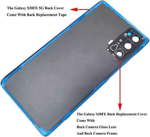 Galaxy S20 FE 5G Back Plastic Cover Replacement Door Panel for Samsung Galaxy S20 FE 5G 6.5" G781U G781V G781W S20FE Back Cover Housing with Back Camera Glass Len and Tape Repair Part (Cloud White) in Kuwait