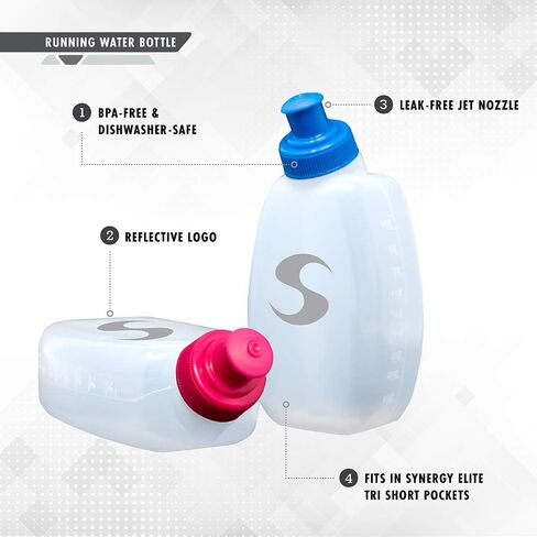 Synergy Reusable Handheld Hydration Running Water Bottles (4-Pack) (9oz 4-Pack, Blue) in Saudi Arabia