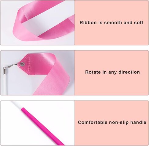 2pcs Dance Ribbons, 2m Kids Long Gymnastics Ribbon Twirling Ribbons Dancing Ribbon Streamers for Artistic Dance Training Party, with Ribbon Dancer Wand (Pink) in Saudi Arabia