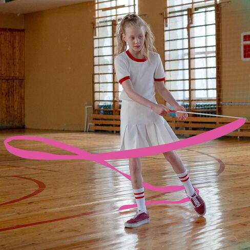 2pcs Dance Ribbons, 2m Kids Long Gymnastics Ribbon Twirling Ribbons Dancing Ribbon Streamers for Artistic Dance Training Party, with Ribbon Dancer Wand (Pink) in Saudi Arabia
