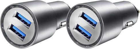 شاحن سيارة، 36 وات QC 4.8A، محول شاحن سيارة سريع معدني بالكامل متوافق مع iPhone والمزيد 2 Pack in Kuwait