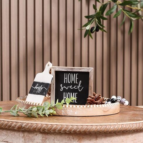 Round Trays Home Decor Decorative Trays for Coffee Table Farmhouse Vintage Beaded Tray for Kitchen Counter Living Room Countertop Centerpiece Display in Kuwait