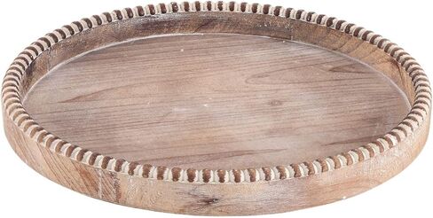 Round Trays Home Decor Decorative Trays for Coffee Table Farmhouse Vintage Beaded Tray for Kitchen Counter Living Room Countertop Centerpiece Display in Kuwait