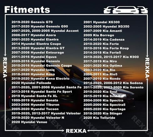 Rexka 25 قطعة مشبك تثبيت لوحة الباب لسيارة Hyundai Kia 82315-2P000 Accent Azera Elantra Entourage Equus Kona Santa Fe Sonata Cadenza Forte K5 K900 Optima Rio Sedona Sportage Stinger 823152P000 in Kuwait