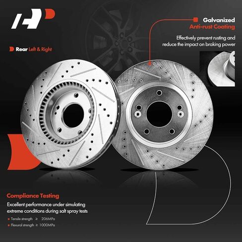 A-Premium Front and Rear Drilled and Slotted Disc Brake Rotors + Ceramic Pads Kit Compatible with Select Kia and Hyundai Models - Optima, Sonata 2011 2012 2013 2014 2015, 12-PC Set in Saudi Arabia