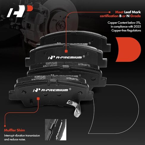 A-Premium Front and Rear Drilled and Slotted Disc Brake Rotors + Ceramic Pads Kit Compatible with Select Kia and Hyundai Models - Optima, Sonata 2011 2012 2013 2014 2015, 12-PC Set in Saudi Arabia