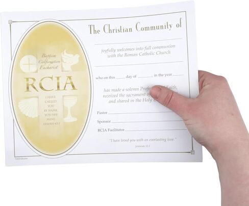 شهادات تذكارية كاملة الألوان من RCIA، مخزون بطاقات مميز، حزمة من 100، تذكارات الاحتفالات الدينية، 10 × 8 بوصات in Saudi Arabia