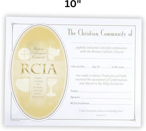 شهادات تذكارية كاملة الألوان من RCIA، مخزون بطاقات مميز، حزمة من 100، تذكارات الاحتفالات الدينية، 10 × 8 بوصات in Saudi Arabia