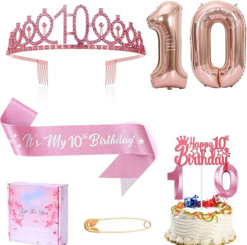 13th Birthday Candle Sash and Tiara Sets,It's My 13th Birthday Sash Rhinestone Crown Happy Birthday Cake Topper 32inch Foil Balloon for Girls 13th Birthday Gift Party Decorations Supplies (Rose 13th) in Saudi Arabia