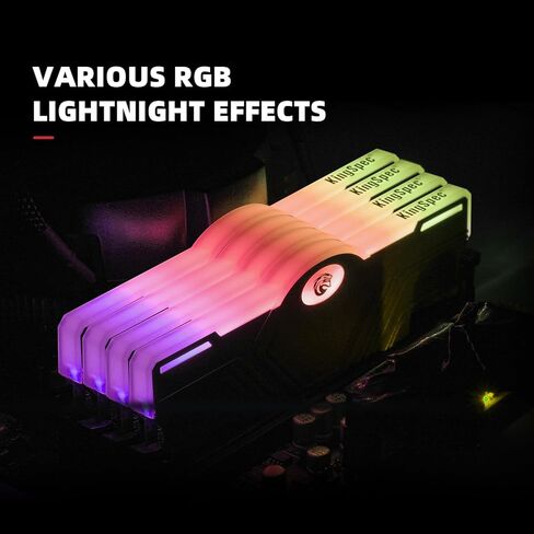 مجموعة KingSpec Silver X 32GB (2x16GB) DDR4 Ram 3600MHz مع مبدد حرارة RGB، 1.35V CL18 XMP2.0 - ذاكرة كمبيوتر للألعاب وأجهزة الكمبيوتر المكتبية in Kuwait