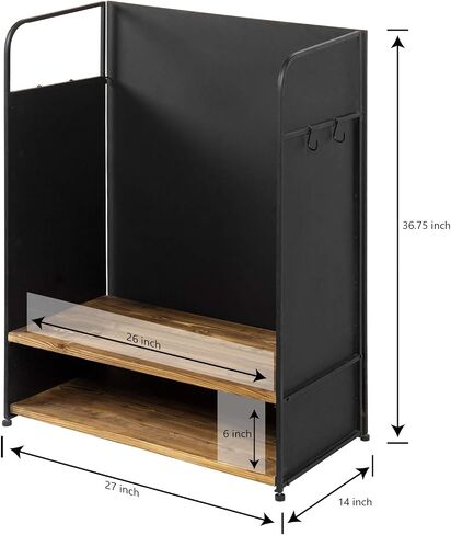 MyGift Deluxe Matte Black Metal Golf Bag Organizer with 2 Tier Burnt Wood Shelf for 2 Golf Bags, Shoes, Equipment and Hooks for Hat and Towels in Saudi Arabia
